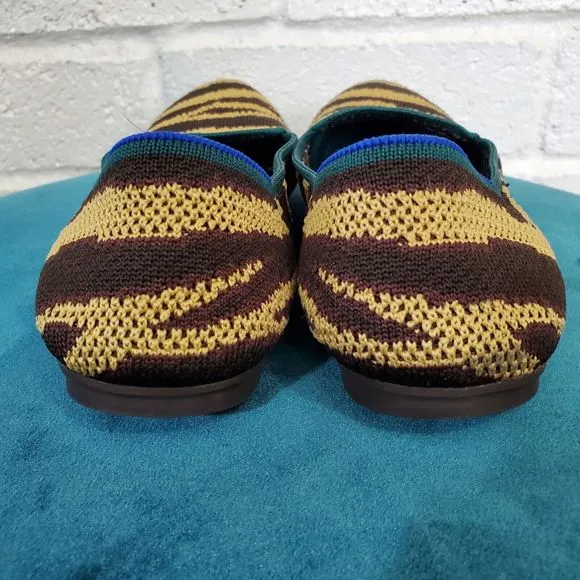 Rothy’s Chai Zebra Stripe Loafers Flats Recycle Slip On Shoes Womens Size 7