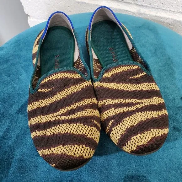 Rothy’s Chai Zebra Stripe Loafers Flats Recycle Slip On Shoes Womens Size 7