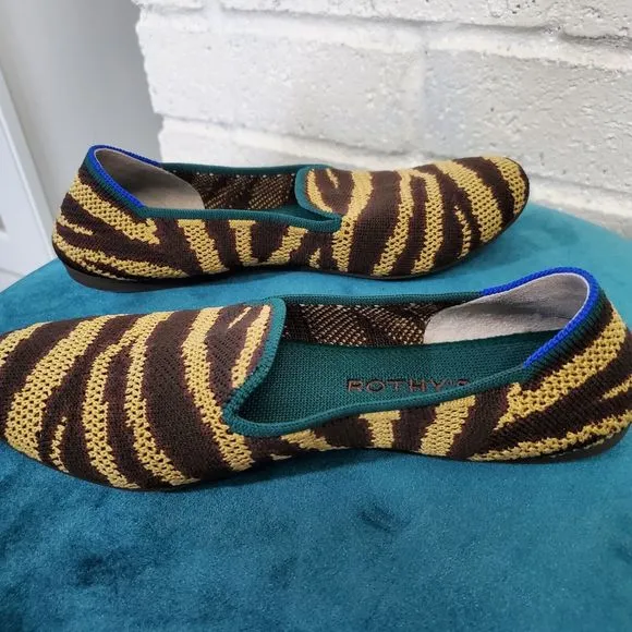 Rothy’s Chai Zebra Stripe Loafers Flats Recycle Slip On Shoes Womens Size 7
