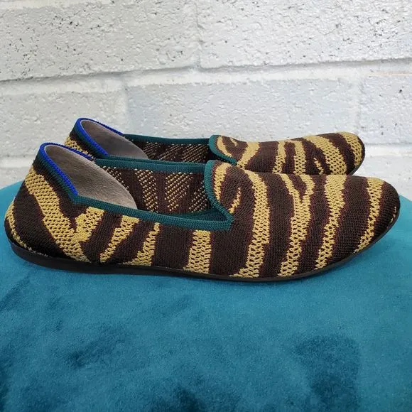 Rothy’s Chai Zebra Stripe Loafers Flats Recycle Slip On Shoes Womens Size 7