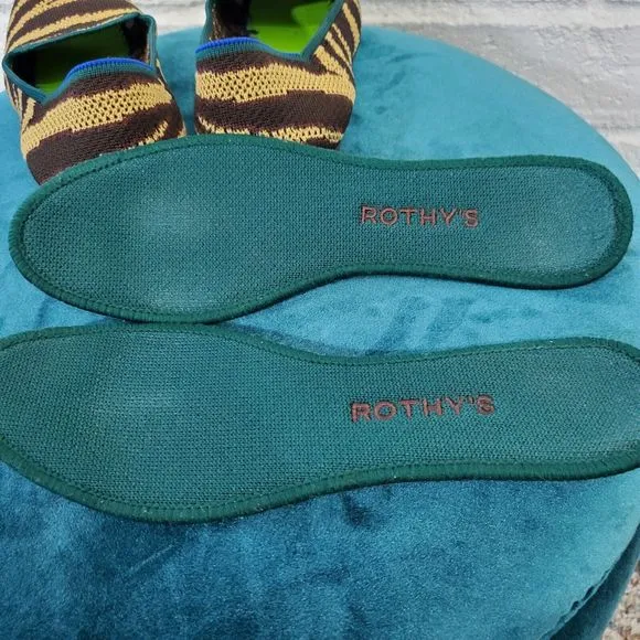 Rothy’s Chai Zebra Stripe Loafers Flats Recycle Slip On Shoes Womens Size 7