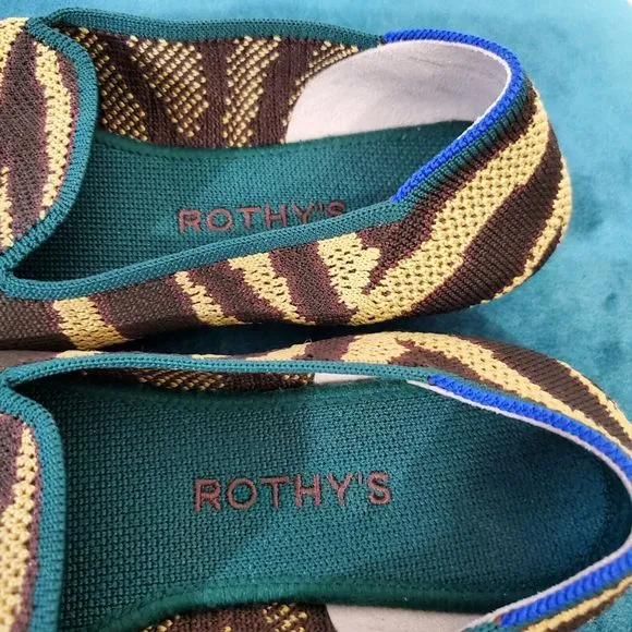 Rothy’s Chai Zebra Stripe Loafers Flats Recycle Slip On Shoes Womens Size 7