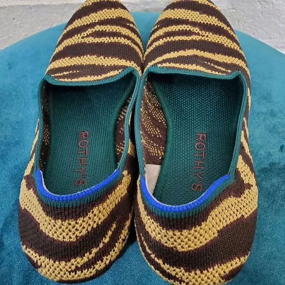 Rothy’s Chai Zebra Stripe Loafers Flats Recycle Slip On Shoes Womens Size 7