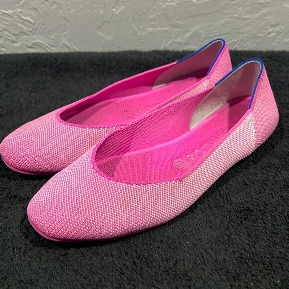 🔥 ROTHY’S Flats Square Toe Slipper Loafers -RETIRED Strawberry Ice Color -Sz 8.