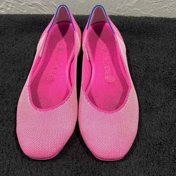 🔥 ROTHY’S Flats Square Toe Slipper Loafers -RETIRED Strawberry Ice Color -Sz 8.
