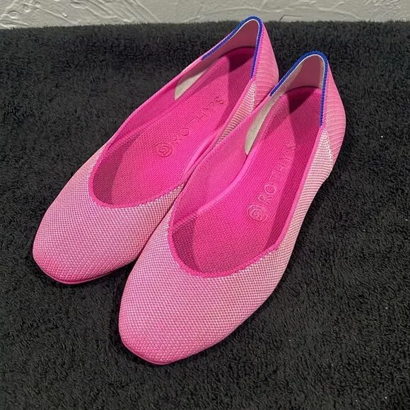🔥 ROTHY’S Flats Square Toe Slipper Loafers -RETIRED Strawberry Ice Color -Sz 8.