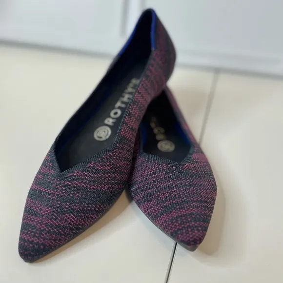 Rothy’s Flats The Point Flats II Retired Magenta Heather SZ 6.5 LIKE NEW!
