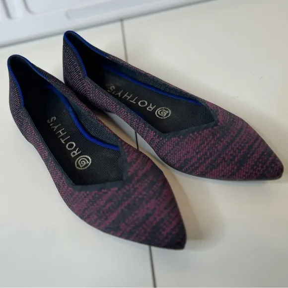 Rothy’s Flats The Point Flats II Retired Magenta Heather SZ 6.5 LIKE NEW!