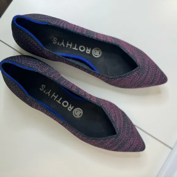 Rothy’s Flats The Point Flats II Retired Magenta Heather SZ 6.5 LIKE NEW!