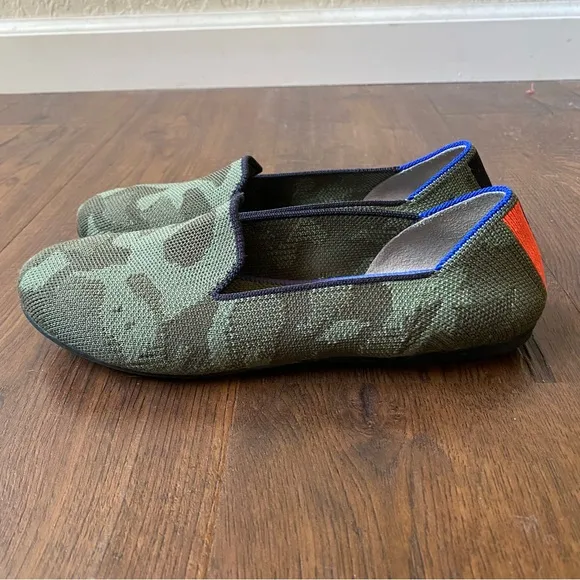 Rothy's Girls Olive Camo Loafer Knit Flat Slip on Green Camouflage SZ 4