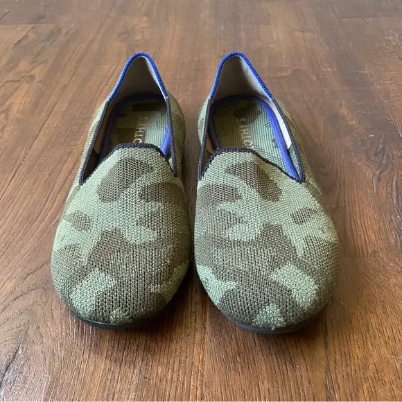 Rothy's Girls Olive Camo Loafer Knit Flat Slip on Green Camouflage SZ 4