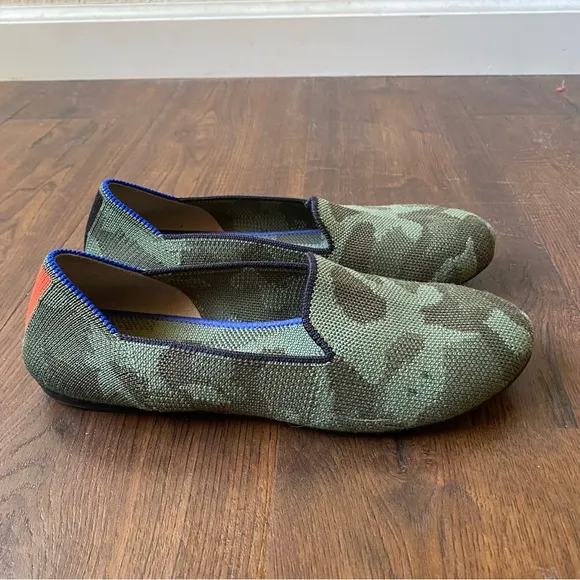 Rothy's Girls Olive Camo Loafer Knit Flat Slip on Green Camouflage SZ 4