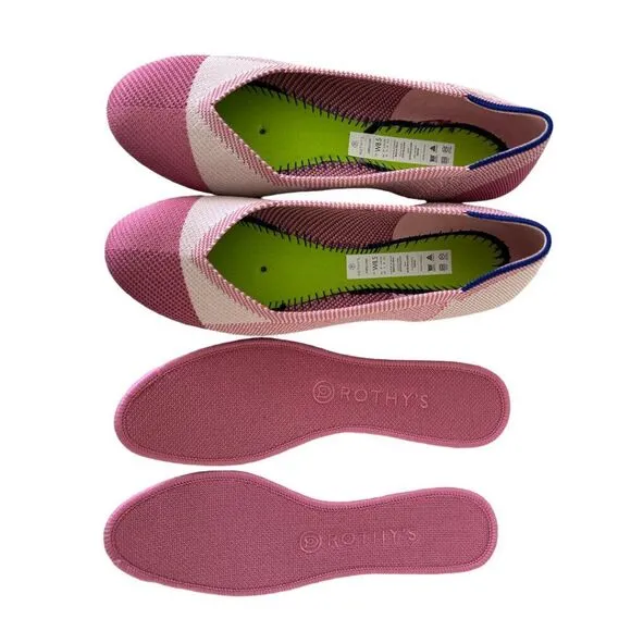 ROTHY’S Limited Edition Pink Cap Toe Breast Cancer Awareness Flats Sz 8.5