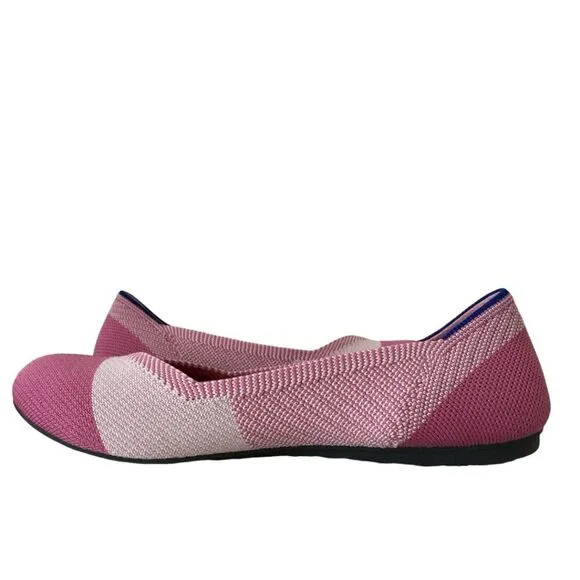 ROTHY’S Limited Edition Pink Cap Toe Breast Cancer Awareness Flats Sz 8.5