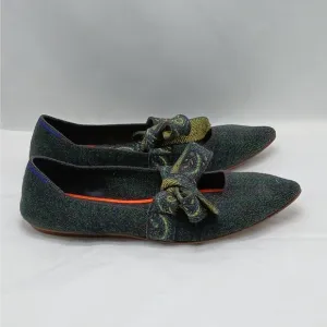 Rothy's Merino Mary Jane Ballet Flats Womens Size 10 Green Slip On Boho Shoes