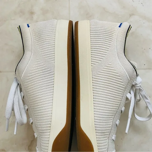 Rothy's Off White Neutral Knit Lace Up Trainer Shoes Sneakers size 9