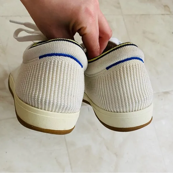 Rothy's Off White Neutral Knit Lace Up Trainer Shoes Sneakers size 9