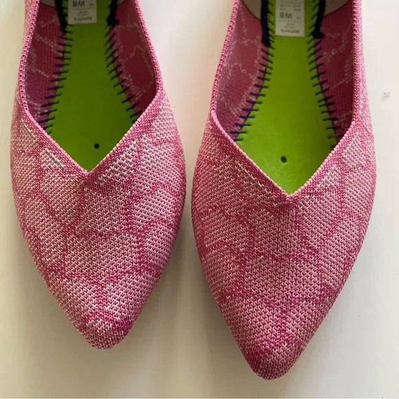 Rothy's Rose Quartz Pink Model 002 Pointy Toe Flats Size 8 Giraffe Camouflage