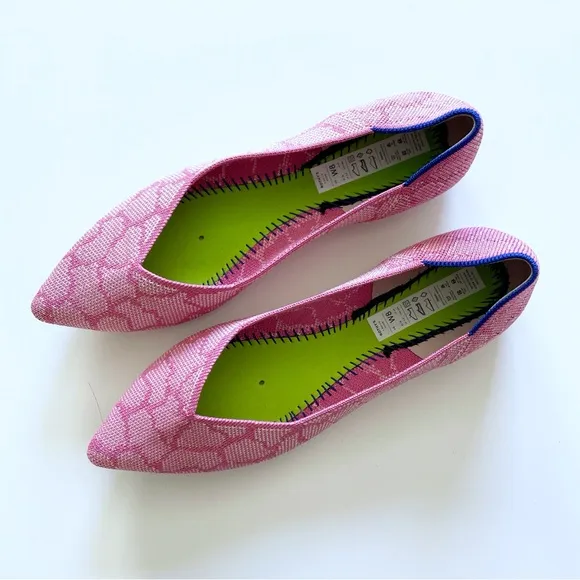 Rothy's Rose Quartz Pink Model 002 Pointy Toe Flats Size 8 Giraffe Camouflage