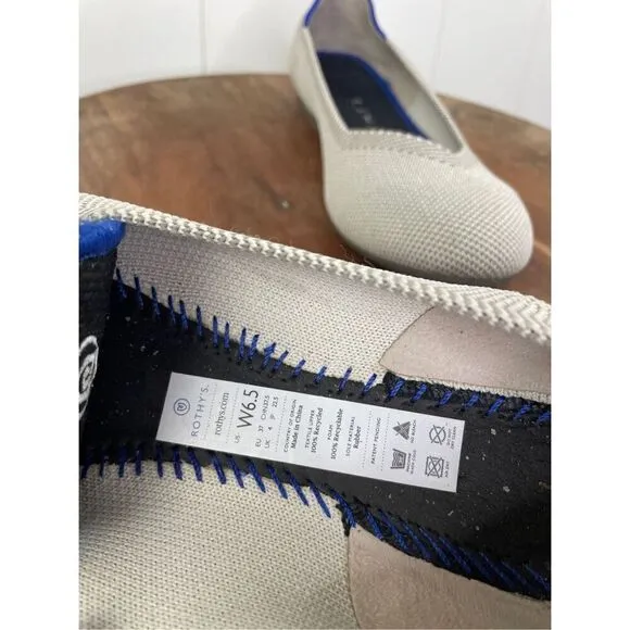 Rothy’s The Flat Birdseye Flax Grey Women's 6.5 Ballet Flats Retired Round Toe