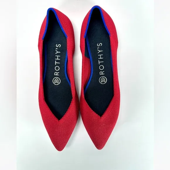 Rothy’s The Point Chili Red Ballet Flats Shoes Size W 7