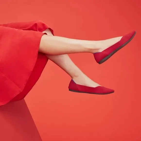 Rothy’s The Point Chili Red Ballet Flats Shoes Size W 7