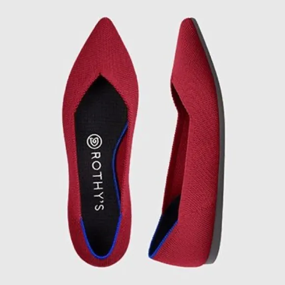 Rothy’s The Point Chili Red Ballet Flats Shoes Size W 7
