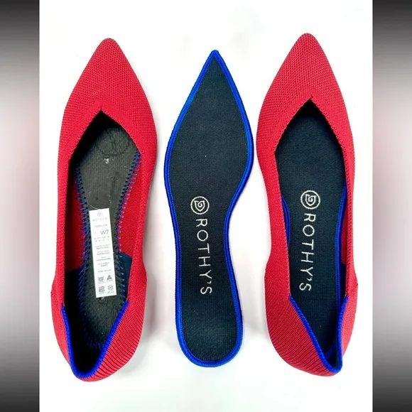 Rothy’s The Point Chili Red Ballet Flats Shoes Size W 7