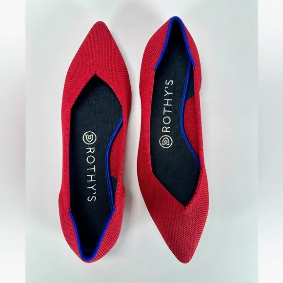 Rothy’s The Point Chili Red Ballet Flats Shoes Size W 7