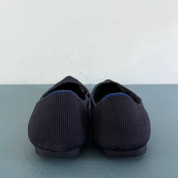 Rothy’s The Point Maritime Lattice Stitch Navy Blue Washable Knit Ballet Flats
