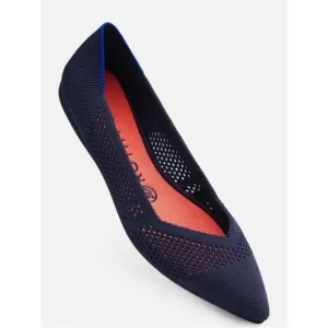 Rothy’s The Point Maritime Lattice Stitch Navy Blue Washable Knit Ballet Flats