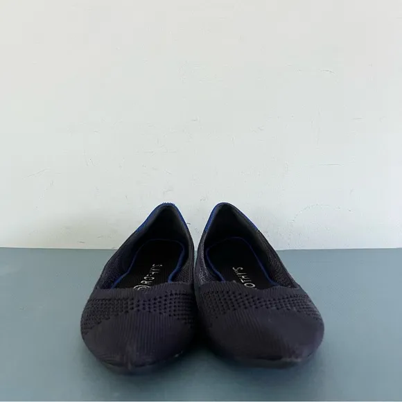 Rothy’s The Point Maritime Lattice Stitch Navy Blue Washable Knit Ballet Flats
