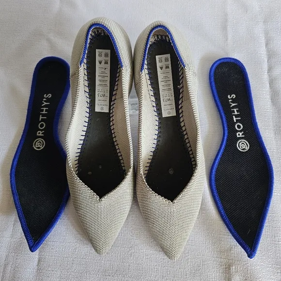 Rothy's‎ The Point Toe Flats Flax Birdseye Shoes Size 7.5