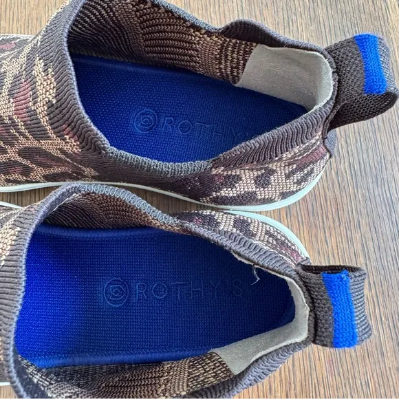 Rothy’s Wildcat Leopard Print High Top Chelsea Boot Pull-on Knit Sneakers Sz 11
