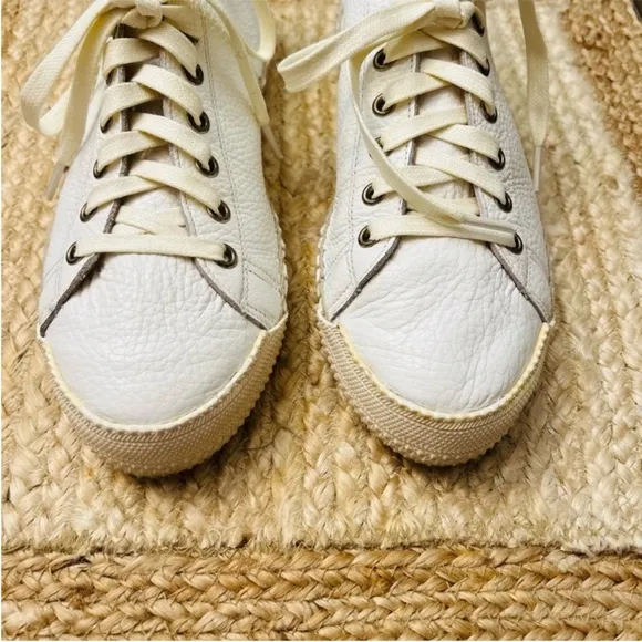 Russell &amp; Bromley Sugar Rush Plimsole White Leather Espadrille Sneakers Size 8