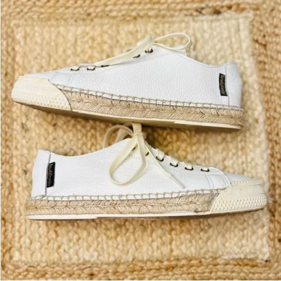 Russell &amp; Bromley Sugar Rush Plimsole White Leather Espadrille Sneakers Size 8