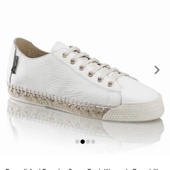 Russell &amp; Bromley Sugar Rush Plimsole White Leather Espadrille Sneakers Size 8