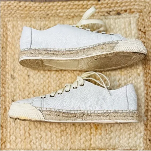 Russell &amp; Bromley Sugar Rush Plimsole White Leather Espadrille Sneakers Size 8