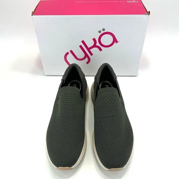 RYKA &quot;FLING&quot; GREEN STRETCH KNIT ANATOMICAL INSOLES CASUAL SLIP-ON SNEAKERS🆕
