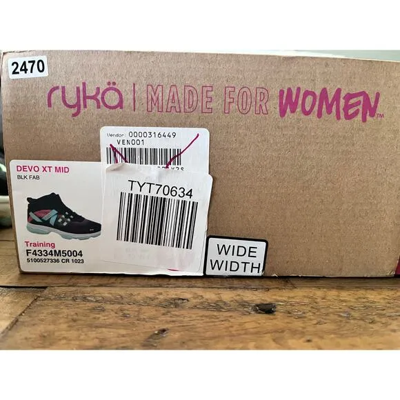 Ryka Devotion XT Mid Top Women's Training Sneakers in Black Sz 9 Wide