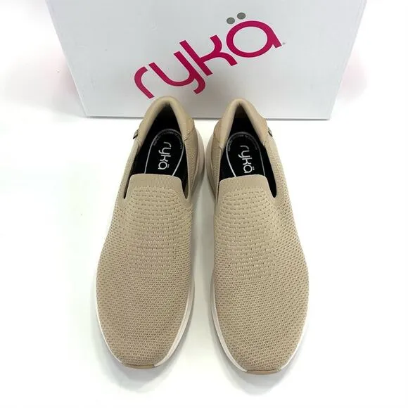 RYKA “FLING” TAN STRETCH KNIT ANATOMICAL INSOLES CASUAL SLIP-ON SNEAKERS🆕
