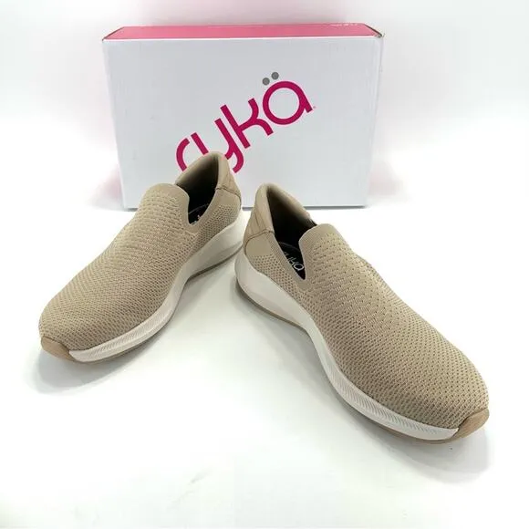 RYKA “FLING” TAN STRETCH KNIT ANATOMICAL INSOLES CASUAL SLIP-ON SNEAKERS🆕