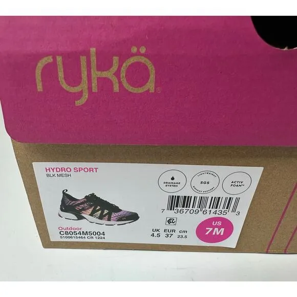 Ryka Women's Hydro Sport Water Sneakers Shoes Black Pam Mesh Size 7M New