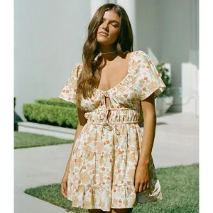 Sabo Tarika Dress Floral Cut-Out Flounce Tiered Mini Sundress