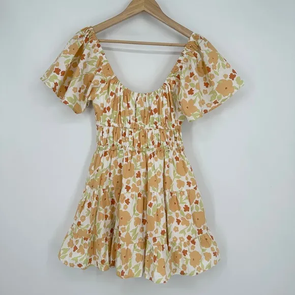 Sabo Tarika Dress Floral Cut-Out Flounce Tiered Mini Sundress