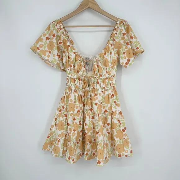 Sabo Tarika Dress Floral Cut-Out Flounce Tiered Mini Sundress