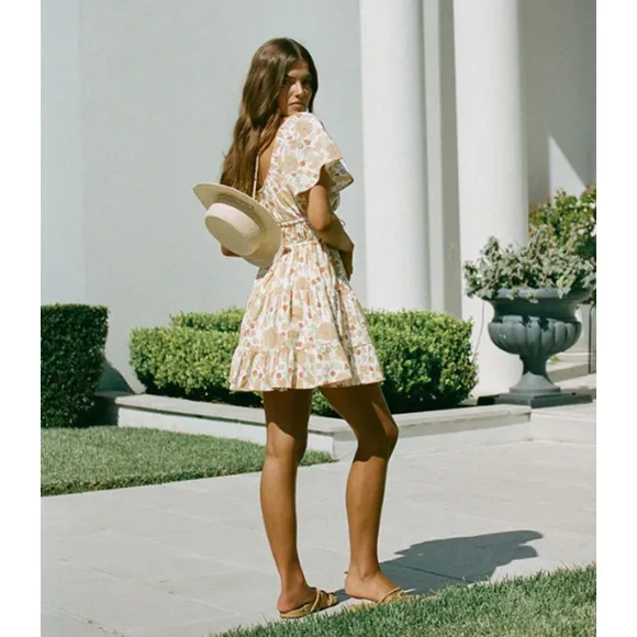 Sabo Tarika Dress Floral Cut-Out Flounce Tiered Mini Sundress