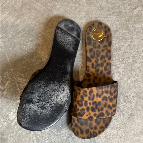 Saint Laurent Brown Leopard Slides