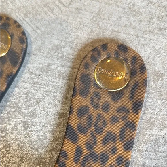 Saint Laurent Brown Leopard Slides