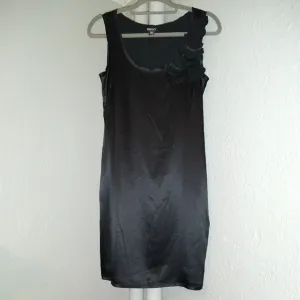 🌺SALE $395 Silk Stretch Blend DKNY Black Mini Dress Donna Karan Abstract Floral